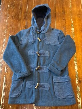 Patagonia fleece with blue and purple logo